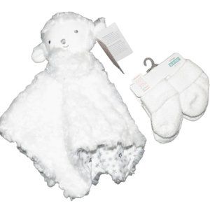 CARTER'S Just One You Baby Security Blanket White Lamb Sheep Plush Lovey Stars